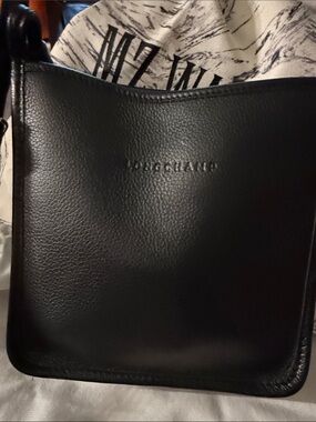 Longchamp Black Leather Crossbody Bag for Men